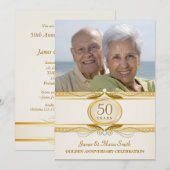 Golden 50th Wedding Jubileum Foto nodigt uit Kaart (Voorkant / Achterkant)