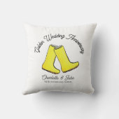 Golden 50th Wedding Jubileum gele laars Kussen (Achterkant)