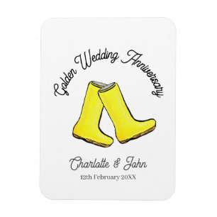 Golden 50th Wedding Jubileum gele laars Magneet