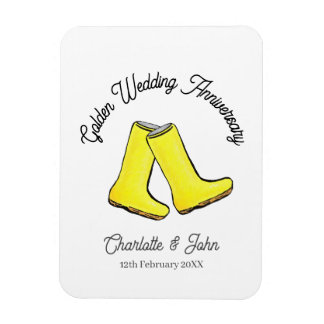 Golden 50th Wedding Jubileum gele laars Magneet