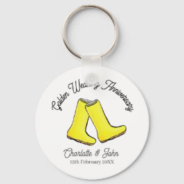 Golden 50th Wedding Jubileum gele laars Sleutelhanger