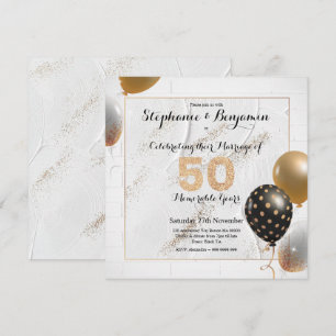 Golden 50th Wedding Jubileum Glitter Elegant Kaart