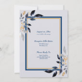 Golden 50th Wedding Jubileum Gold en Navy Kaart (Achterkant)