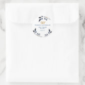 Golden 50th Wedding Jubileum, goud en zeemacht Ronde Sticker (Tas)