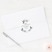 Golden 50th Wedding Jubileum, goud en zeemacht Ronde Sticker (Envelop)