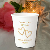 Golden 50th Wedding Jubileum Hart Gepersonaliseerd Papieren Bekers