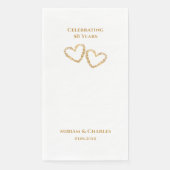 Golden 50th Wedding Jubileum Hart Gepersonaliseerd Servet (Voorkant)