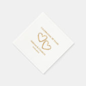 Golden 50th Wedding Jubileum Hart Gepersonaliseerd Servet (Hoek)