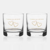 Golden 50th Wedding Jubileum Hart Gepersonaliseerd Whisky Glas (Voorkant)