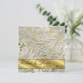 Golden 50th Wedding Jubileum Invitation Gold Kaart (Staand voorkant)