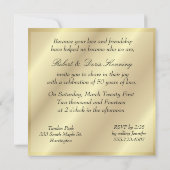 Golden 50th Wedding Jubileum Invitation Gold Kaart (Achterkant)