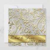 Golden 50th Wedding Jubileum Invitation Gold Kaart (Voorkant)