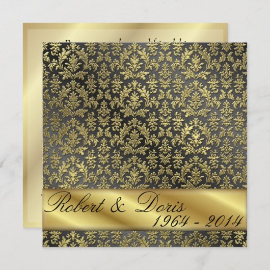Golden 50th Wedding Jubileum Invitation Gold Kaart (Voorkant / Achterkant)