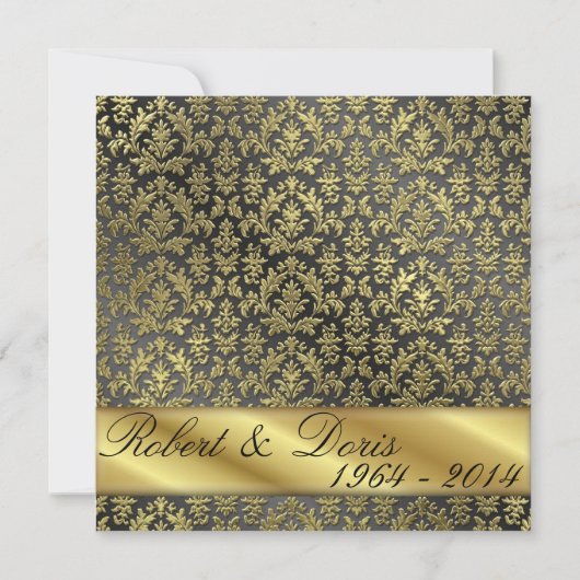 Golden 50th Wedding Jubileum Invitation Gold Kaart (Voorkant)