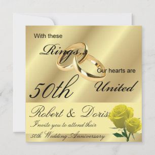 Golden 50th Wedding Jubileum Invitation Gold Kaart