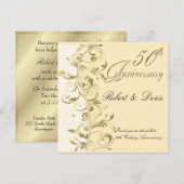 Golden 50th Wedding Jubileum Invitation Gold Kaart (Voorkant / Achterkant)