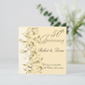 Golden 50th Wedding Jubileum Invitation Gold Kaart (Staand voorkant)