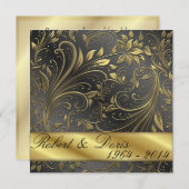 Golden 50th Wedding Jubileum Invitation Gold Kaart (Voorkant / Achterkant)