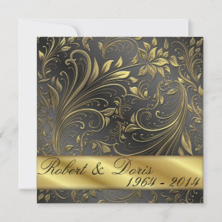 Golden 50th Wedding Jubileum Invitation Gold Kaart