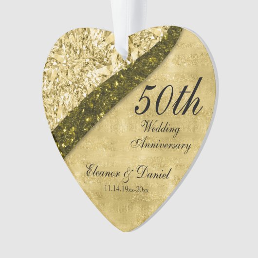 Golden 50th Wedding Jubileum Keepomwille Ornament (voorkant)