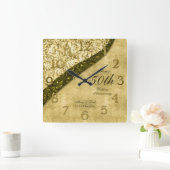 Golden 50th Wedding Jubileum Keepslag Vierkante Klok (Huis)