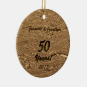 Golden 50th Wedding Jubileum Keramisch Ornament (Rechts)