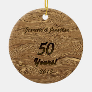 Golden 50th Wedding Jubileum Keramisch Ornament