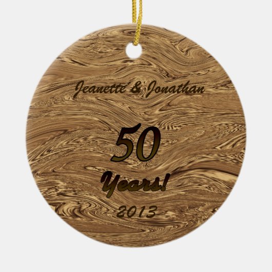 Golden 50th Wedding Jubileum Keramisch Ornament (Voorkant)