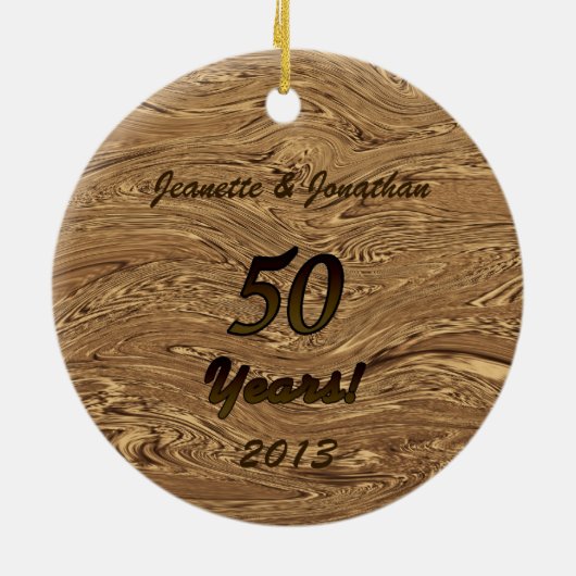 Golden 50th Wedding Jubileum Keramisch Ornament (Achterkant)