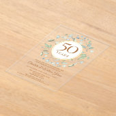 Golden 50th Wedding Jubileum Laurel Greenery Acryl Uitnodigingen (Laagn)