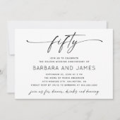 Golden 50th Wedding Jubileum | Minimalistische fot Kaart (Voorkant)
