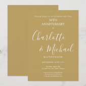 Golden 50th Wedding Jubileum Modern Script Kaart (Voorkant / Achterkant)