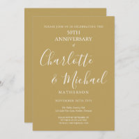 Golden 50th Wedding Jubileum Modern Script