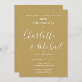 Golden 50th Wedding Jubileum Modern Script Kaart