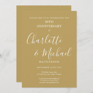 Golden 50th Wedding Jubileum Modern Script Kaart