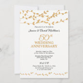 Golden 50th Wedding Jubileum Party Elegant Kaart (Voorkant)
