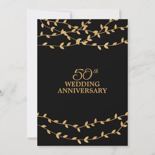 Golden 50th Wedding Jubileum Party Elegant Kaart (Achterkant)