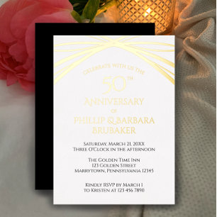 Golden 50th Wedding Jubileum Party Folie Uitnodiging