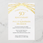 Golden 50th Wedding Jubileum Party Folie Uitnodiging (Voorkant)
