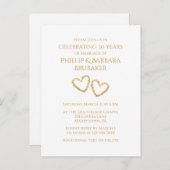 Golden 50th Wedding Jubileum Party Heart Custom Uitnodiging Briefkaart (Voorkant / Achterkant)