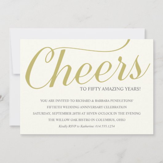 Golden 50th Wedding Jubileum Party Invitation Kaart (Voorkant)