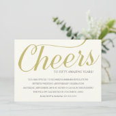 Golden 50th Wedding Jubileum Party Invitation Kaart (Staand voorkant)