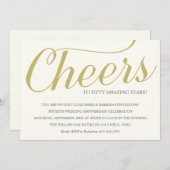 Golden 50th Wedding Jubileum Party Invitation Kaart (Voorkant / Achterkant)