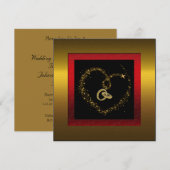 Golden 50th Wedding Jubileum Party Invitation Kaart (Voorkant / Achterkant)