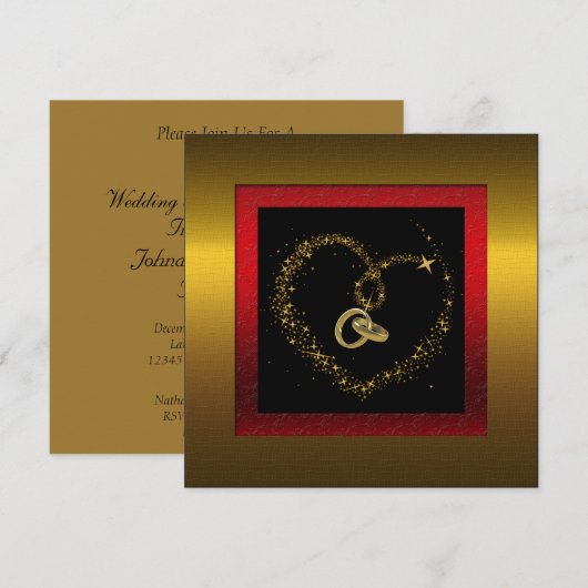Golden 50th Wedding Jubileum Party Invitation Kaart (Voorkant / Achterkant)