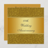 Golden 50th Wedding Jubileum Party Invitation Kaart (Voorkant / Achterkant)