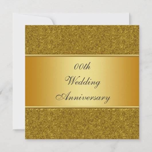 Golden 50th Wedding Jubileum Party Invitation Kaart (Voorkant)