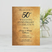 Golden 50th Wedding Jubileum Party Kaart (Staand voorkant)