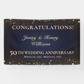 Golden 50th Wedding Jubileum Party Spandoek (Horizontaal)
