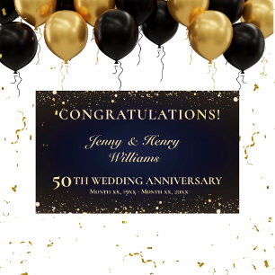 Golden 50th Wedding Jubileum Party Spandoek